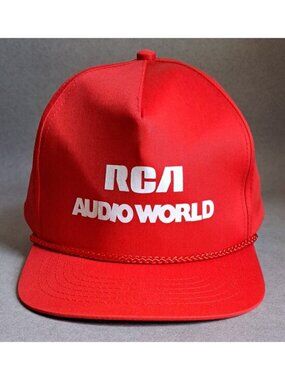 VINTAGE RCA Audio World USED Hat (Red, Snapback, Promo, Stereo Equipment)
